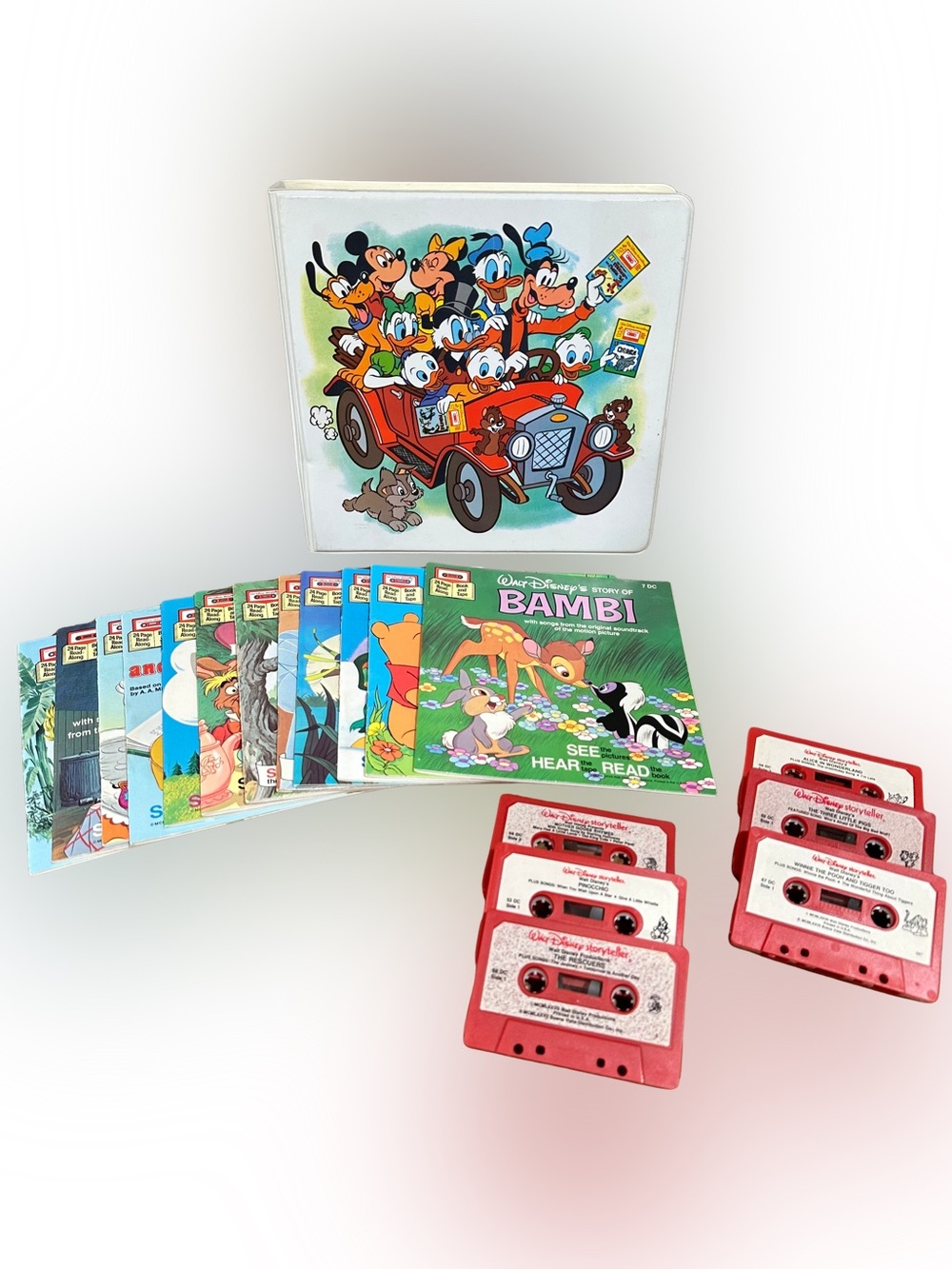 VTG 1979 Walt Disney Take-A-Tape Along 6 Cassette & 12 Book Set COMPLETE